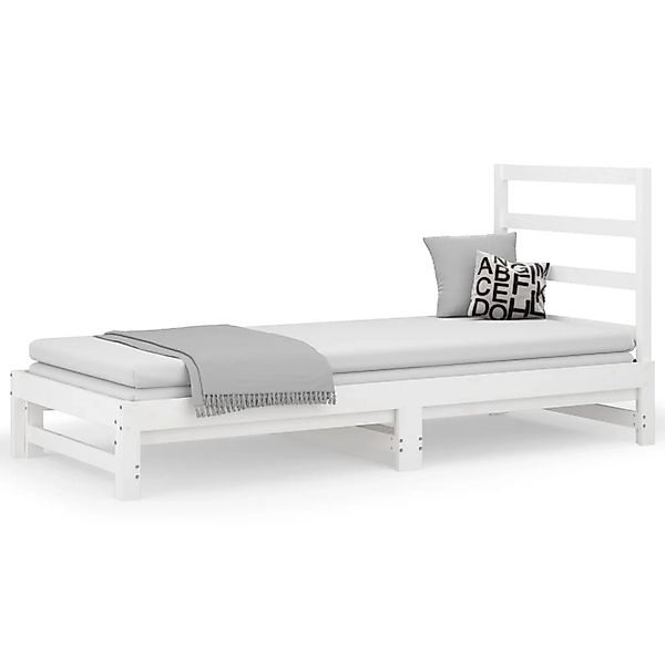 vidaXL Ausziehbett, Tagesbett Ausziehbar Weiß 2x(90x190) cm Massivholz Kief günstig online kaufen