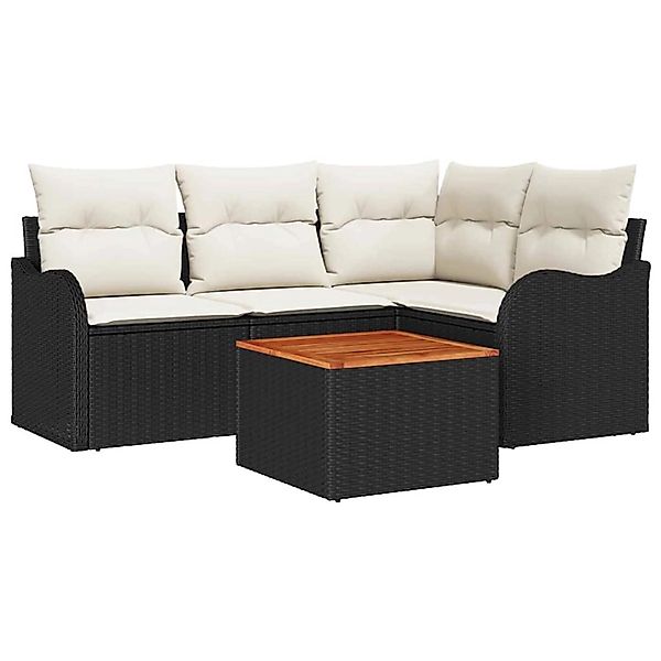 vidaXL Garten-Sofa-Set 5-Tlg Schwarz Weiß 3356115 günstig online kaufen
