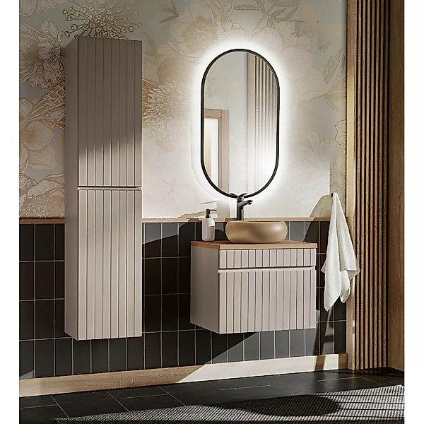 Badmöbel Set Waschtischunterschrank 60 cm Hochschrank LED Spiegel IRAKLIO-5 günstig online kaufen