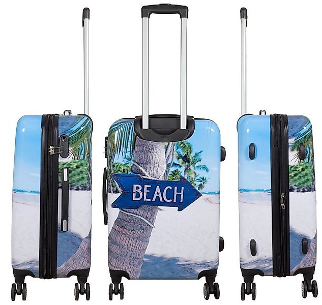 Trendyshop365 Hartschalen-Trolley Beach, bunter Koffer mit Strand-Motiv, 3 günstig online kaufen