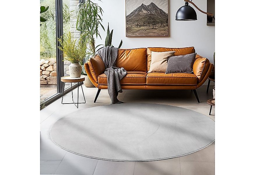 SIMPEX24 Teppich Unicolor - Einfarbig, Rund, Höhe: 7 mm, Moderner Flauschig günstig online kaufen