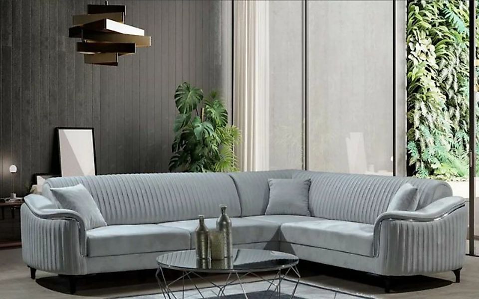 JVmoebel Sofa Grau Ecksofa L-Form Sofa Design Polster Modern günstig online kaufen