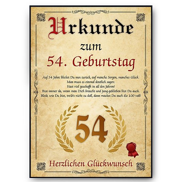 Tigerlino Poster Urkunde zum Geburtstag Mann günstig online kaufen