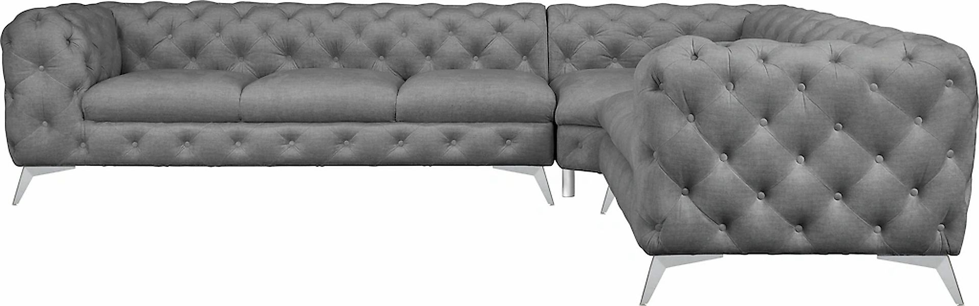 Leonique Chesterfield-Sofa "Ecksofa GLYNIS L-Form mit Wellenunterfederung, günstig online kaufen