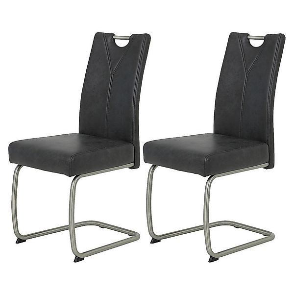 Schwingstuhl Sophie 2er Set anthrazit Vintage Microfaser B/H/T: ca. 43x99x5 günstig online kaufen
