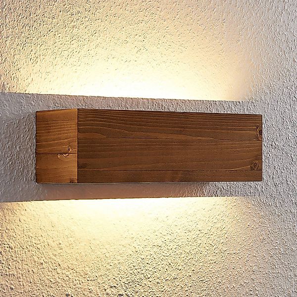 Lindby LED-Wandleuchte Benicio, 37 cm, eckig, Holz günstig online kaufen