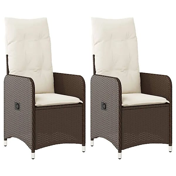 vidaXL Gartensessel mit Kissen 2 Stk Verstellbar Braun Poly Rattan 365686 günstig online kaufen