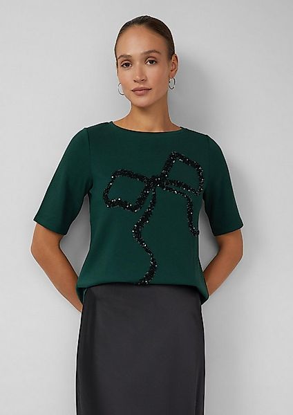 s.Oliver Kurzarmshirt T-Shirt Viskose-T-Shirt im Relaxed Fit mit Pailletten günstig online kaufen