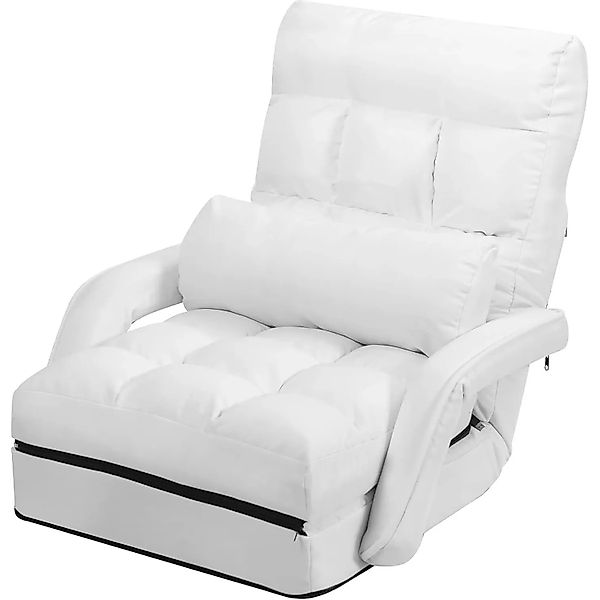 Costway Bodenstuhl mit Schlaffunktion Klappsofa Armlehnen Weiß günstig online kaufen