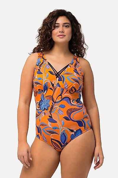 Ulla Popken Badeanzug Badeanzug Blüten Zierbänder günstig online kaufen
