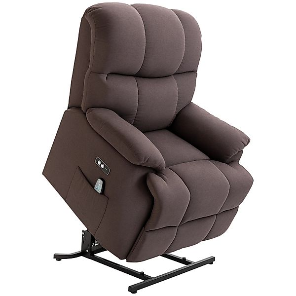 HOMCOM Sessel mit Aufstehhilfe Polyester Mehrschichtenplatte Stahl Braun günstig online kaufen