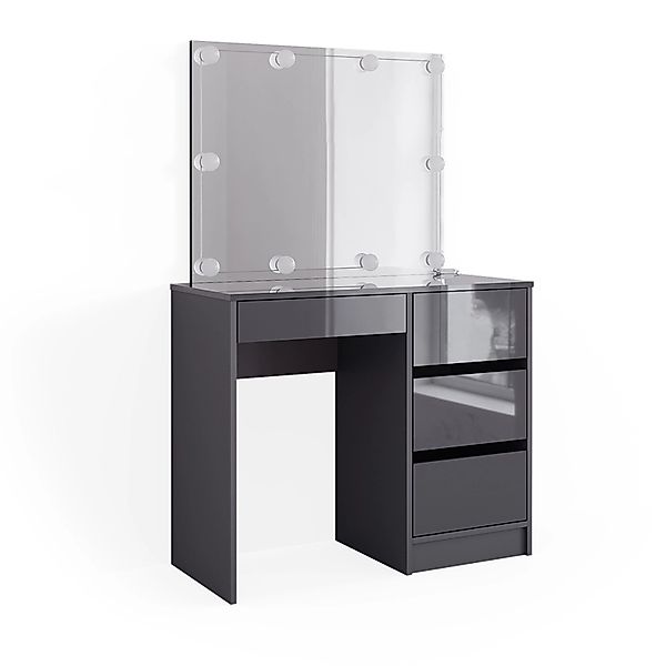 Vicco Schminktisch Sherry Anthrazit 90 cm mit Spiegel & LED-Beleuchtung günstig online kaufen