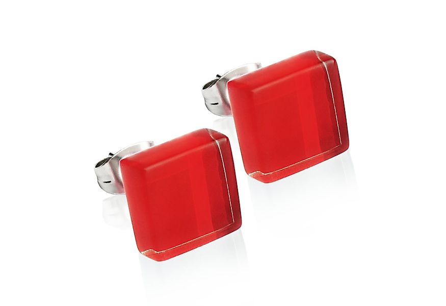 ALEXASCHA Paar Ohrstecker Kleine quadratische Stecker aus Glas • hypoallerg günstig online kaufen