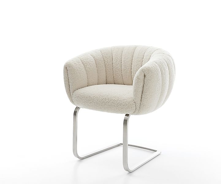 Freischwinger Jada-Flex Teddystoff Beige Freischwinger flach Edelstahl Tasc günstig online kaufen