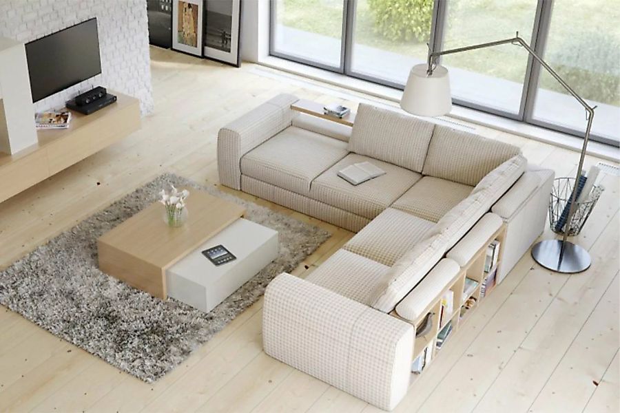 JVmoebel Ecksofa, Freistehende Couch Regal Ecksofa Wohnlandschaft Sofa Pols günstig online kaufen