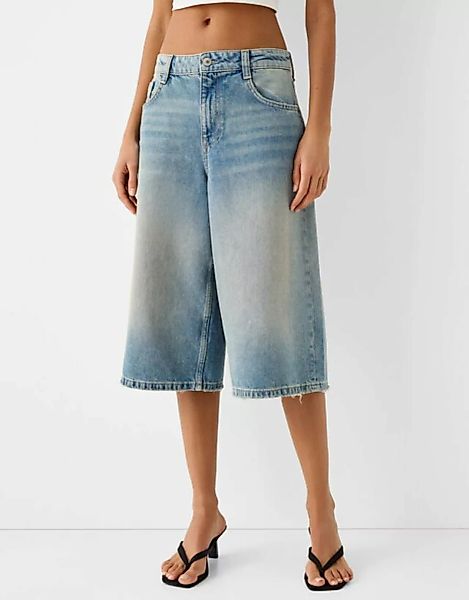 Bershka Jeans-Bermudashorts Im Baggy-Stil Damen 40 Ausgewaschenes Blau günstig online kaufen