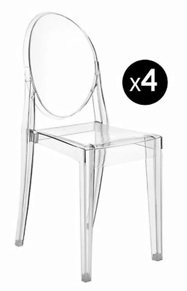 Stapelbarer Stuhl Victoria Ghost plastikmaterial transparent Set mit 4 Stüh günstig online kaufen