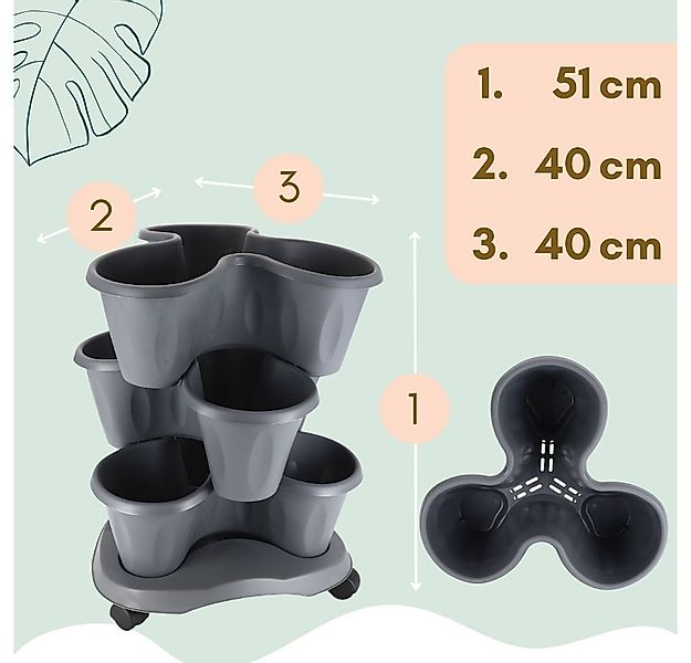 GarPet Blumentopf Pflanzturm Erdbeerturm 3er Set Säulentopf Stapelbar Verti günstig online kaufen
