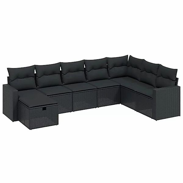 vidaXL 8-tlg Garten-Sofagarnitur mit Kissen Schwarz Poly Rattan Modell 184 günstig online kaufen