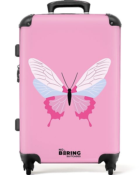 NoBoringSuitcases.com© Hartschalen-Trolley Rosa mit Schmetterling 67 günstig online kaufen