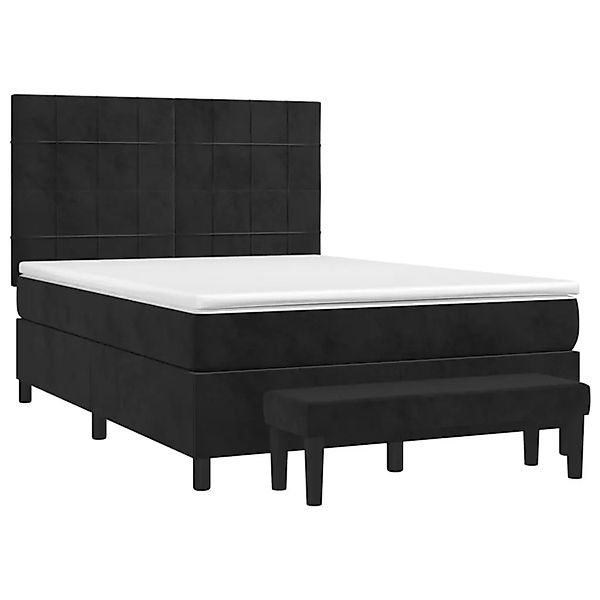 vidaXL Boxspringbett mit Matratze Schwarz 140x200 cm Samt 3137847 günstig online kaufen
