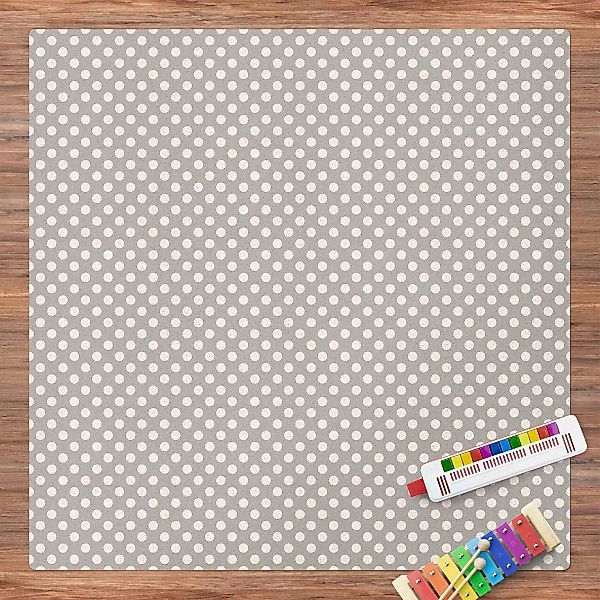 Kork-Teppich Punkte in Weiß auf Grau günstig online kaufen