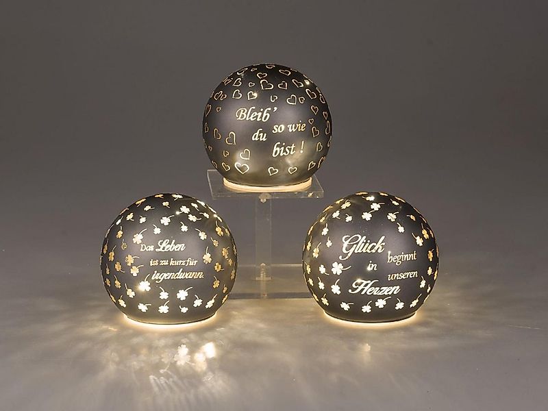 formano Kugelleuchte Sprüche, Mit Timerfunktion, Grau, Motiv: Sprüche günstig online kaufen