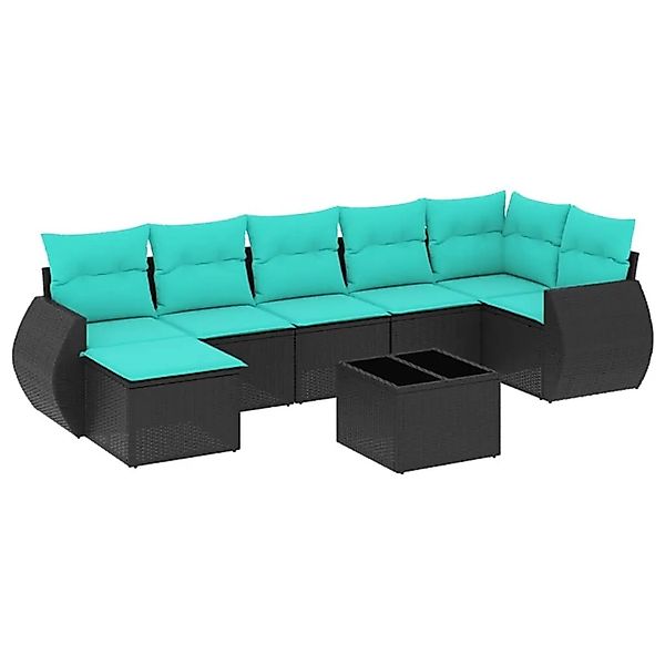 vidaXL 8-Tlg Gartensofa-Set mit Kissen Schwarzes Polyrattan 3221686 günstig online kaufen