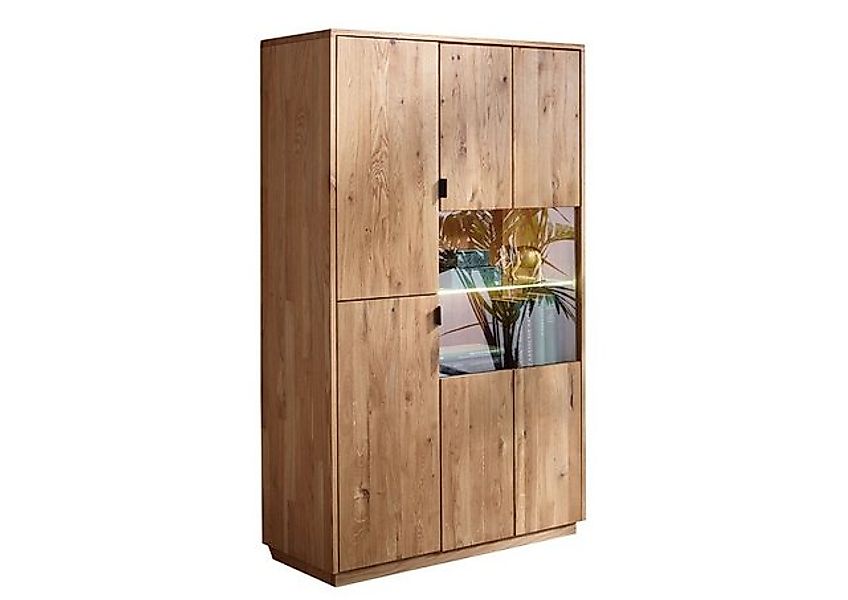 Main Möbel Vitrine Highboard 80x140cm "Hamburg" Wildeiche & Stahl schwarz günstig online kaufen