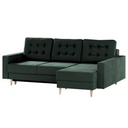 Ausklappbares Ecksofa Svein, dunkelgrün, 224x164x91, Polsterstoffe (RI38) günstig online kaufen