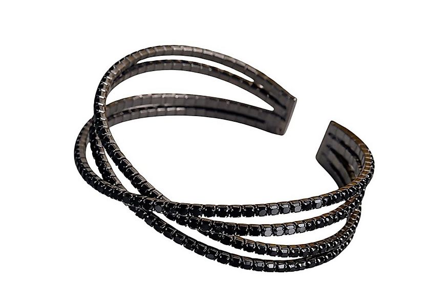 KARMA Armreif Strass Armreif Damen Schwarz (Dehnbar Bequem), Mehrreihiger S günstig online kaufen