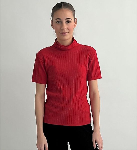 Zuckerwatte Rollkragenpullover in Rippstrickoptik mit Rollkragen Viskosemis günstig online kaufen