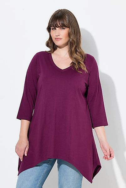 Ulla Popken T-Shirt Shirt Zipfelsaum V-Ausschnitt günstig online kaufen