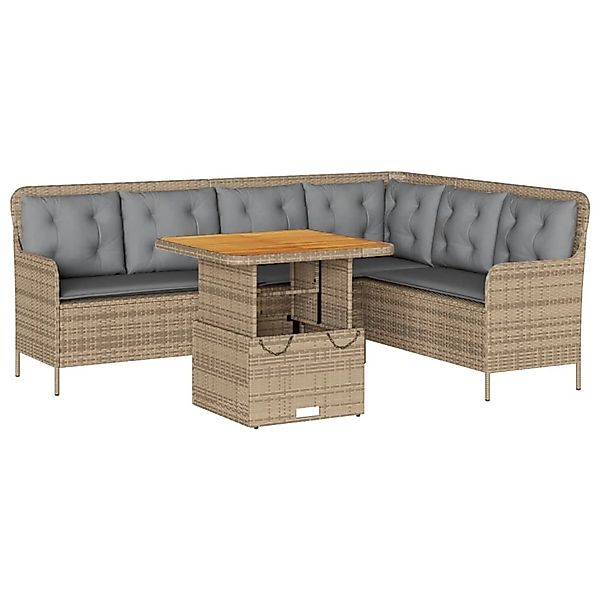 vidaXL 2-Tlg Garten-Sofagarnitur mit Kissen Beige Poly Rattan 3262081 günstig online kaufen