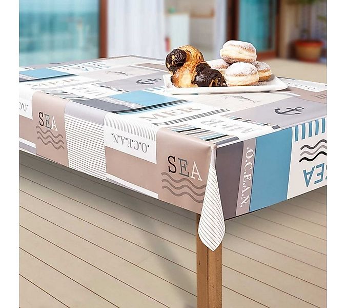 laro Tischdecke Wachstuch-Tischdecken Abwaschbar Meer. blau/weiß rechteckig günstig online kaufen
