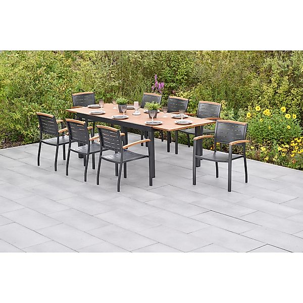 Merxx Tinos Set 9-tlg. mit Gartentisch Ausziehbar 180/250 x 100 cm günstig online kaufen