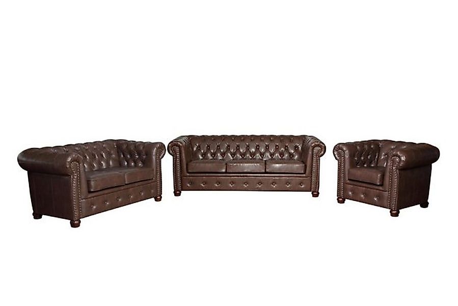 JVmoebel Sofa Chesterfield 3 Sitzer Sofa Ledersofa Couch Polster Sitz Sofas günstig online kaufen