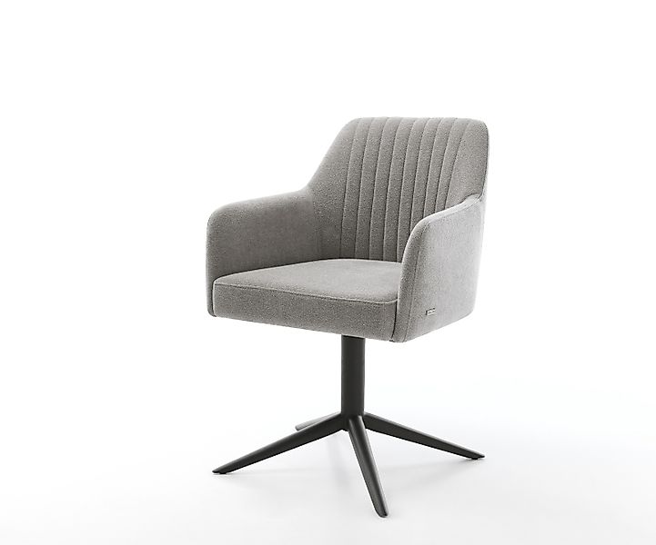 Drehstuhl Greg-Flex Strukturstoff Soft Grau Fußkreuz Schwarz 360° drehbar W günstig online kaufen