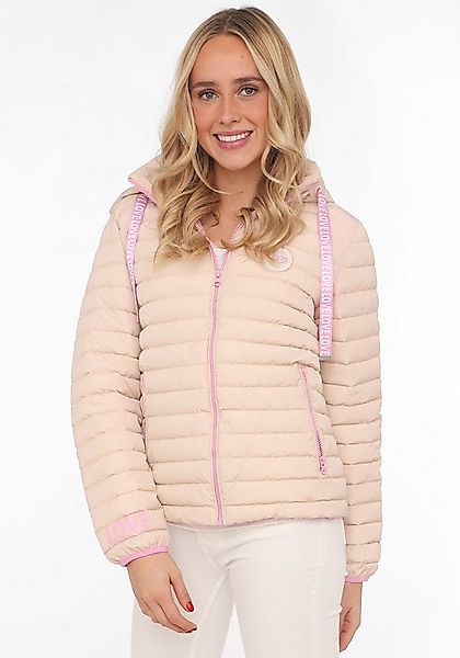 Zwillingsherz Steppjacke abnehmbarer Kapuze, Print hinten, wärmend, Reißver günstig online kaufen