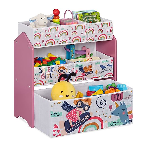 relaxdays Standregal Kinderregal mit 6 Aufbewahrungsboxen günstig online kaufen