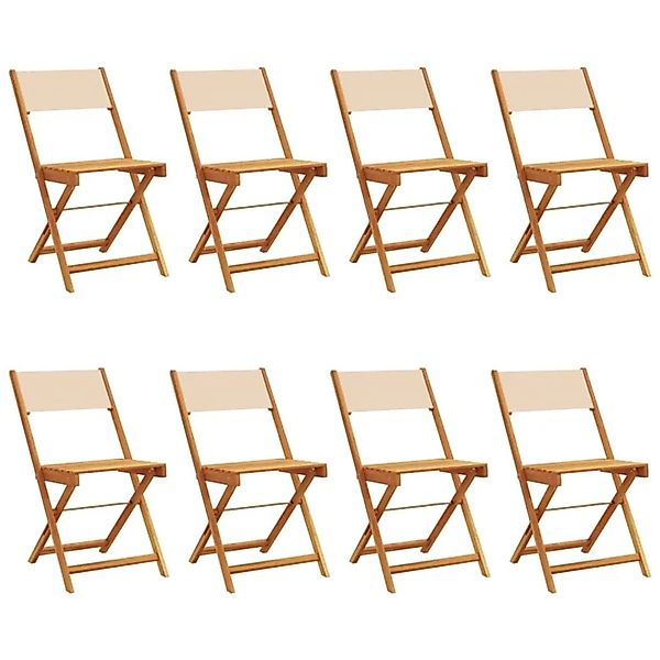 vidaXL Gartenstühle 8 Stk Klappbar Beige Stoff und Massivholz 3214621 günstig online kaufen