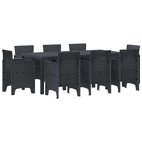 vidaXL 9-Teiliges Garten Essset Anthrazit Poly Rattan 3378572 günstig online kaufen