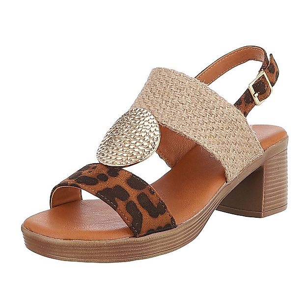 Ital-Design Elegante Damen Sandalen mit Blockabsatz und Gold-Details Sandal günstig online kaufen