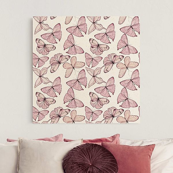 Leinwandbild auf Canvas Natural Zarte Rosa Schmetterlinge günstig online kaufen