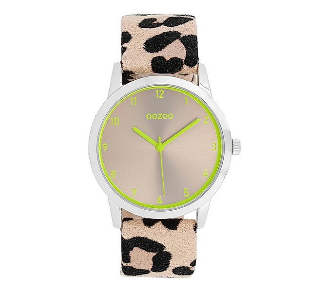 OOZOO Quarzuhr Damenuhr C11645 – Lemon & Taupe – Leoprint-Lederband – 38 mm günstig online kaufen