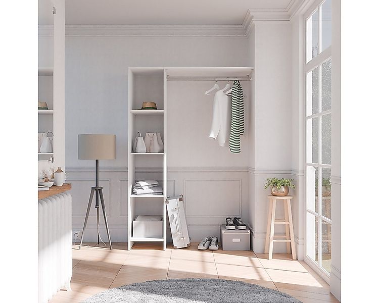 habeig Kleiderschrank Schrank begehbar offen Regal weiß 187x160x40cm 187cm günstig online kaufen
