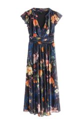 Next Midikleid Plissiertes Mesh-Midikleid mit V-Ausschnitt günstig online kaufen