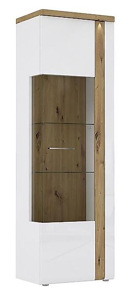 Vitrine 1-trg Tuluza von Forte Weiss / Artisan Eiche günstig online kaufen