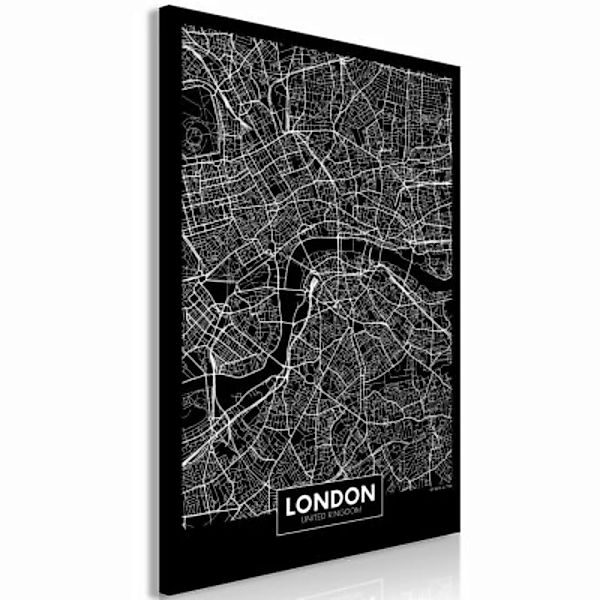 artgeist Wandbild Dark Map of London (1 Part) Vertical schwarz/weiß Gr. 40 günstig online kaufen