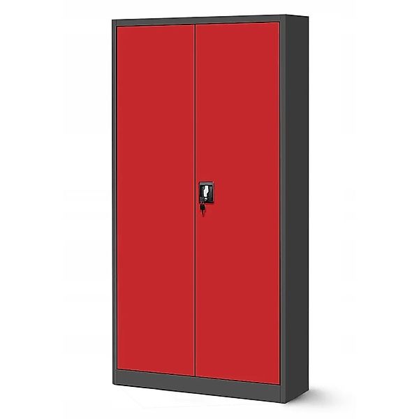 Jan Nowak Aktenschrank Metallschrank JAN H Rot 195x90x40 cm mit 3-Punkt-Ver günstig online kaufen